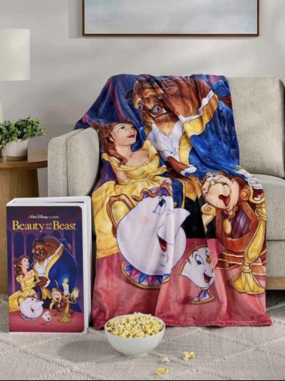 Disney Beauty and the Beast Plush Throw Blanket
